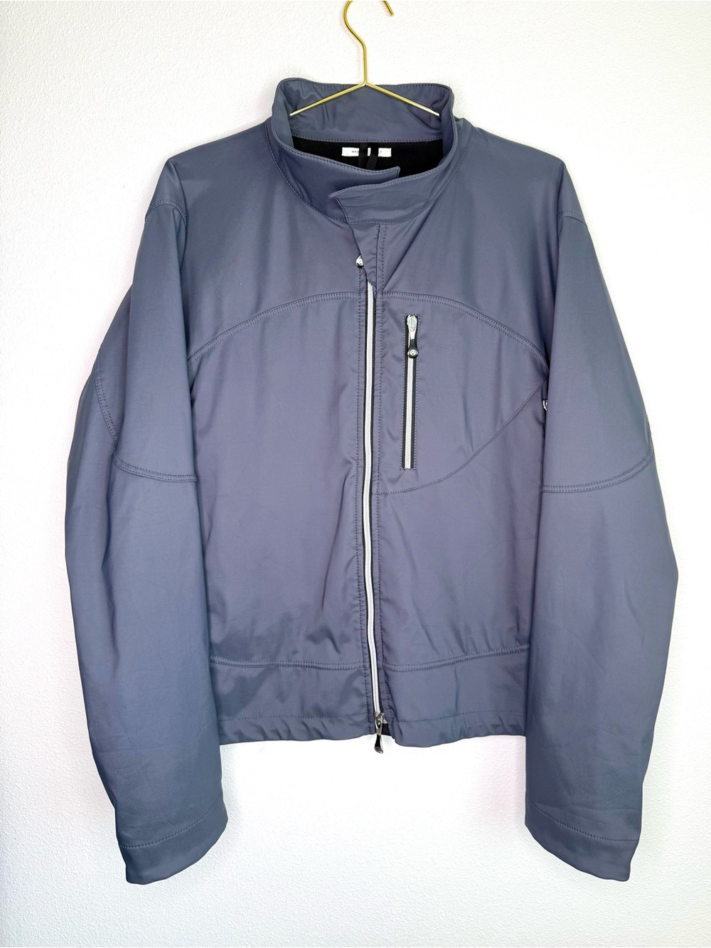 Armani Collezioni Bomber Jacket Nylon Windbreaker Athletic Nylon Grey Zipper